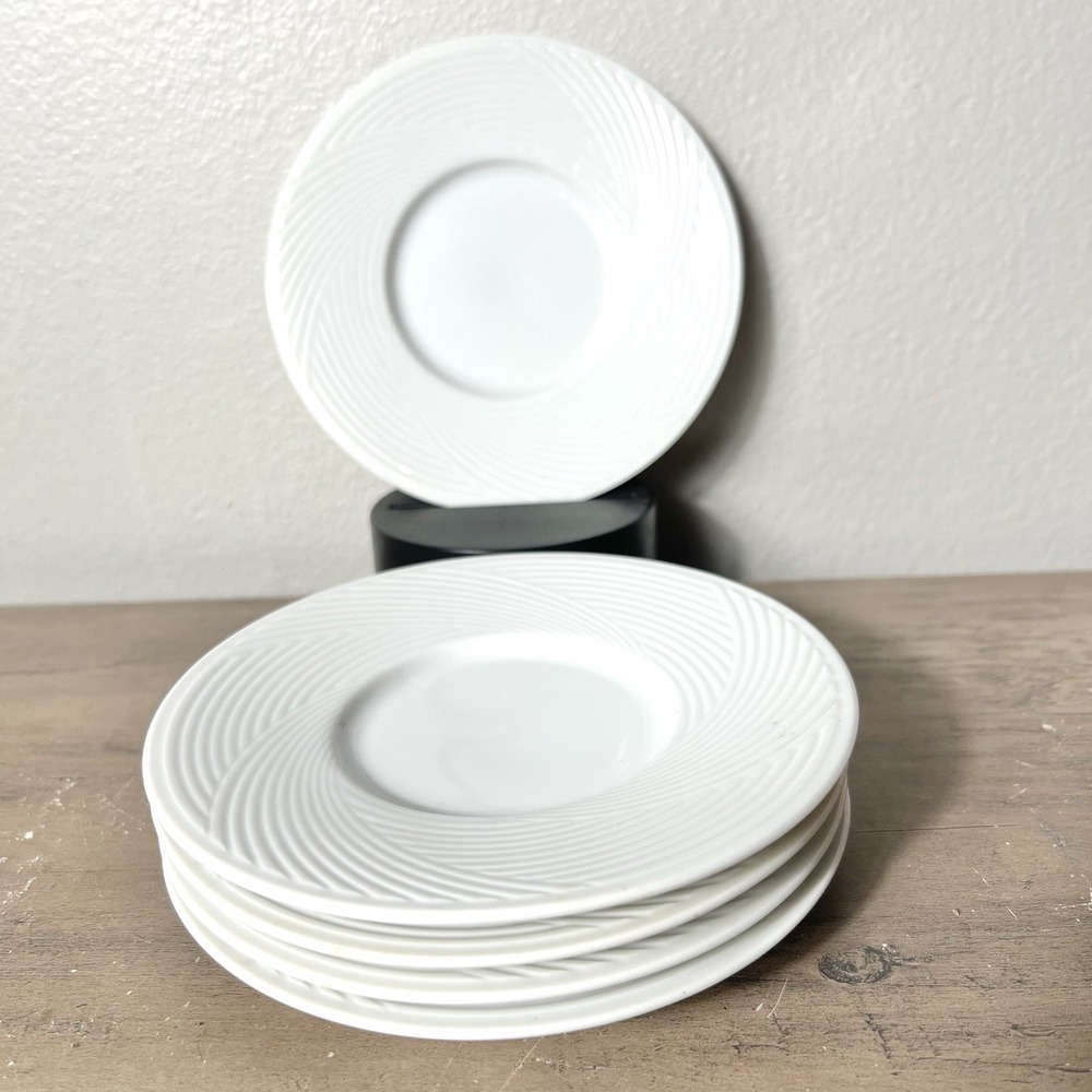 Vtg 5 Dansk Tapestries Winter White Saucers Plates Jack Lenor Larsen 6" Discont.